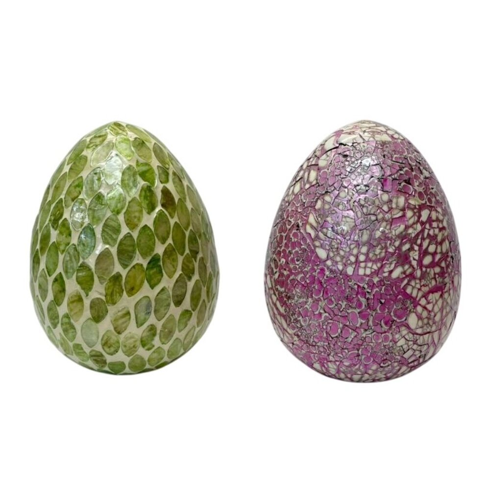 Handcrafted Mosaic Ceramic Egg Decor from Vietnam Green or Purple Decorative Art